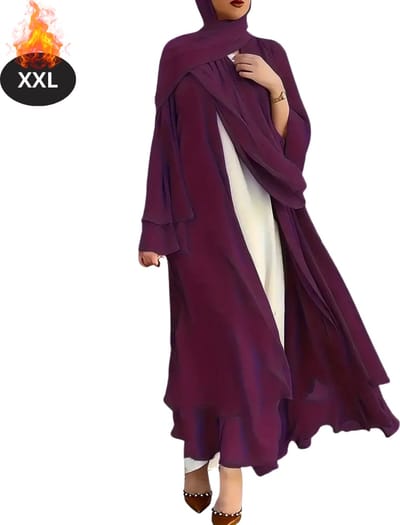 Bovista Islamitische Kleding - Djellaba Dames - Moslim Kleding - Arabisch Dames Kaftan - Alhamdulillah - Donkerpaars XXL