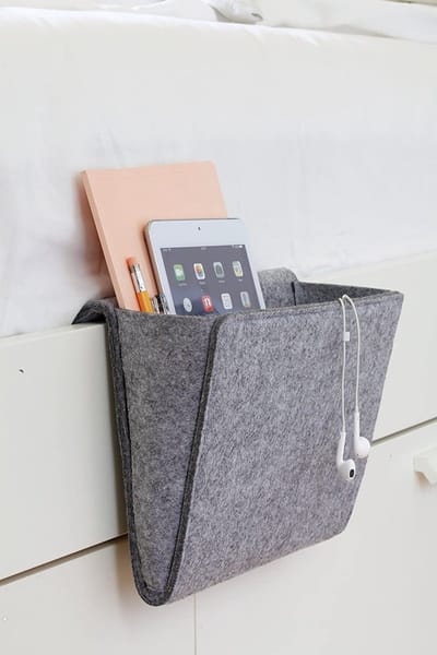 *** 2x Bedside Pocket Opbergzak Grijs - Tijdschriftenhouder - Opbergzak - Bank Organizer 27 x 21 x 10 cm - van Heble® ***