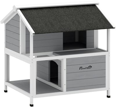 Buiten Kattenhuis - 80x93x95 cm - Waterdichte Kattenwoning met Opklapbaar Dak - Grijs