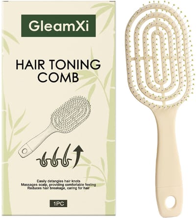 Gloovon® Anti-klit Borstel - Haarborstel voor Nat en Droog Haar - Geschikt voor Krullen & Dik Haar - Ergonomisch - Beige