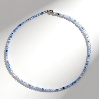 Cavill - Zilveren Halsketting - 925 Sterling Zilver - Braziliaanse Facetgeslepen Aquamarijn 27 141 ct - Ronde Blauwe Edelstenen - 45 cm