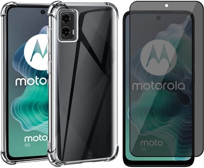 Hoesje geschikt voor Motorola Moto G35 - Privacy Screenprotector Volledig Dekkend Glas - Shockproof Transparant