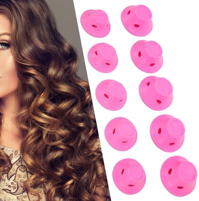 Siliconen Krulspelden Set - 10 Delig - Warmtevrij - Zelfklevend - Zachte Styling - Krullen En Golven - Haarrollers Zonder Clips - Geschikt Voor Kinderen