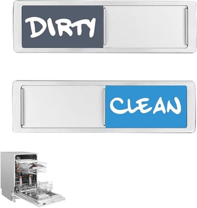 Vaatwasser Indicator - Schuifbord Teken - Keuken Organisatie - Duidelijk Leesbaar - 18 x 5 cm - Zwart