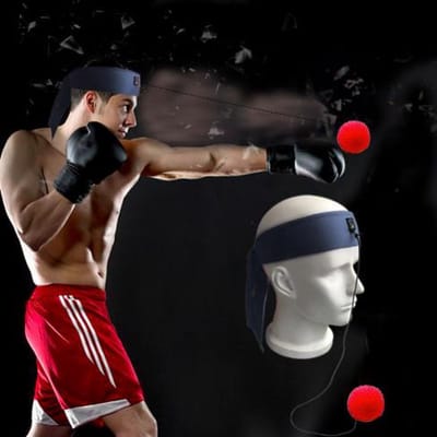 *** Head Box Reflex Bal - Hoofd Boxbal Reflexbal Kickboks Workout Speed Ball Punch Trainer Hoofdband - met 2 Gewicht Ballen - van Heble® ***
