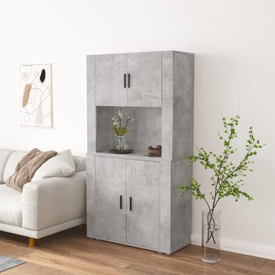 vidaXL - Hoge - kast - bewerkt - hout - betongrijs