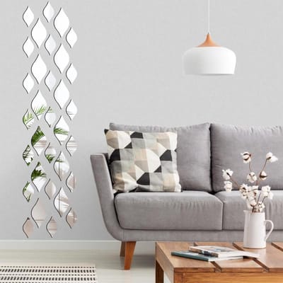 Reflecterende Muurdecoratie met 32 Stukken Spiegels in Druppelvorm voor Woonkamer en Slaapkamer - Zelfklevende Acryl Spiegels voor een Modern Interieur