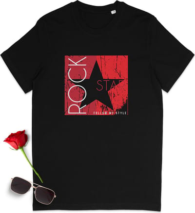 T shirt dames en heren - Tshirt met muziek print - Maten: S t/m 3XL - Shirt kleur: zwart.