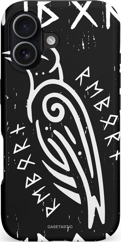 Casetastic hoesje geschikt voor Apple iPhone 17 - MagSafe - Dubbellaagse bescherming - Runische Symboliek - Fashion Case - Zwart Grijs Wit
