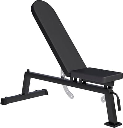 Fitnessbank Verstelbaar - Trainingsbank Halterbank - Krachtoefeningen Thuis - 7-voudig Verstelbare Rugleuning - 148 x 56 x 123 cm - Zwart