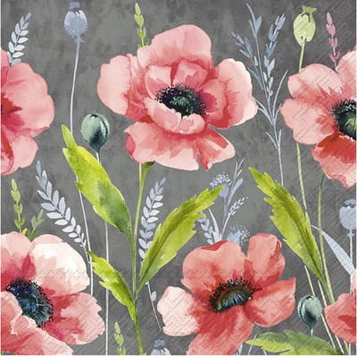 20x Gekleurde 3-laags servetten klaprozen 33 x 33 cm - Voorjaar/lente bloemen thema