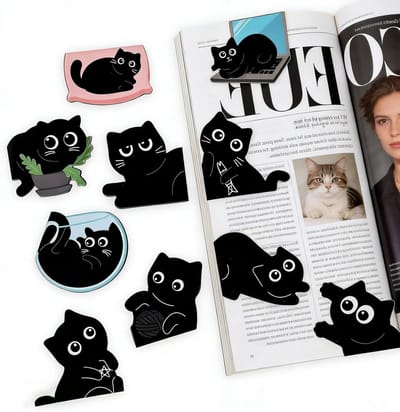 Schattige Magnetische Boekenleggers voor Kattenliefhebbers - Set van 10 Persoonlijke Boekenleggers, Perfect Cadeau voor Vrouwen, Collega's en Leraren, Ideaal voor Kinderen en Boekenwurmen
