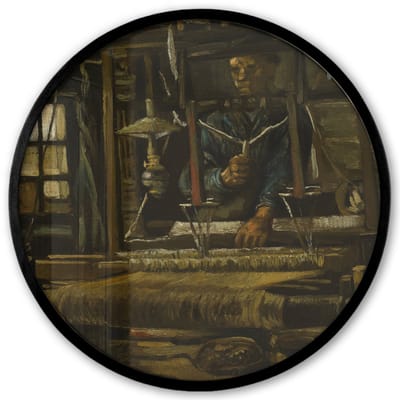 Poster in lijst Rond - Fotolijst 40x40 cm - Posters - De wever - Vincent van Gogh - Ronde posterlijst zwart - Decoratie - Wanddecoratie woonkamer - Muurdecoratie slaapkamer