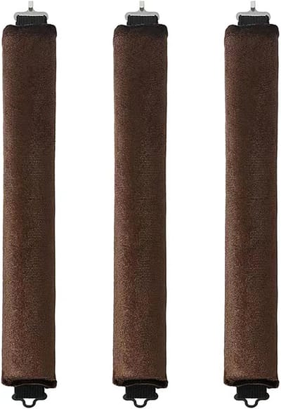 3 stuks hittevrije krulspelden voor 's nachts, voor lang en middellang haar, krullen zonder hitte, krulspelden voor grote krullen, zachte fluwelen dikke flexi krulspelden met haakjes (bruin)