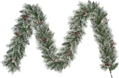 Black Box Trees Vandans Guirlande - Kerstversiering met Kunstsneeuw voor Sfeervolle Look - Kerstslingers met Dennenappels - Kerstguirlande met Stevige Takken - L270 x D20 cm - Groen
