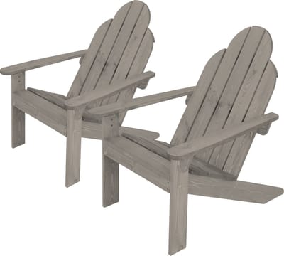 Set van 2 tuinstoelen Adirondack ligstoel tuinstoel weerbestendig massief hout tot 120 kg grijs