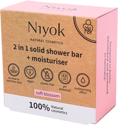 Niyok Soft Blossom - 2-in-1 Soapbar + Moisturiser - 80G - Bloemige Geur - Hydraterend - Plasticvrij