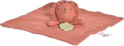 TIKIRI Knuffeldoekje - Leeuw - Met Bijtring - Rood - 0 Jaar