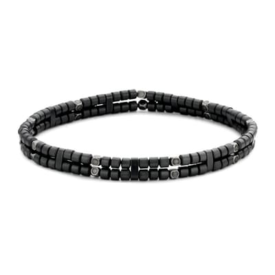 Frank 1967 Armband – 7FB-0576 - 3mm Kralen – Gun Metal & Hematiet – Zwart Staal