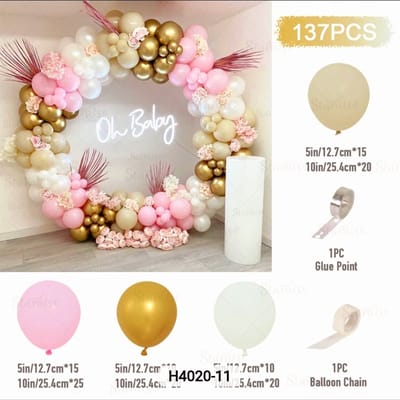 Feestversiering Ballonnen Pakket/Goud, Roze en Witt/137 Delig/Zelf Maken Set/Ballonnen Slinger/ Versiering/Luxe Complete Set/ Foto Zone/ Party Decoratie Set/ Feestartikele/ Verjaardag/ Gender reveal/Huwelijk/Baby Shower/ Kinderen/Volwassenen…1 Pakket