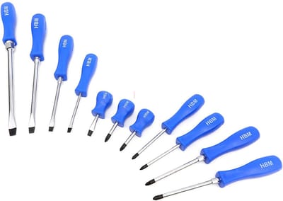 HBM 11-delige professionele schroevendraaierset Sleufkop, Philips, Pozidriv