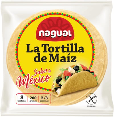 Glutenvrije Gele Maïs Tortilla's, Nagual van 15 cm - 1 x 200 g