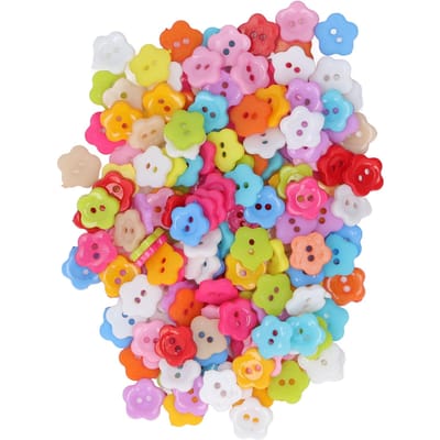 200 stuks Bloemknoppen Kleurrijk DIY Maken Plastic Glanzend Decoratief 1.3x1.3cm0.5x0.5in Naaien