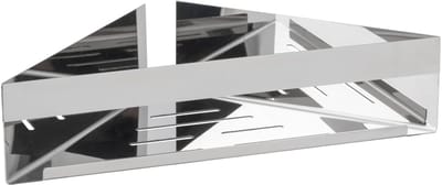 WENKO Turbo-Loc hoekplank Genova Shine, badkamerplank van roestvrij staal voor bevestiging zonder boren met kleefpadsysteem, ruimtebesparende opslag van verzorgingsproducten, 36 x 8 x 17 cm, glanzend