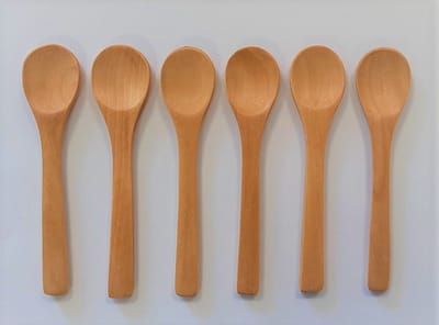 6 BAMBOE Lepels - ijslepels - eierlepels - sauslepels - theelepels - koffielepels