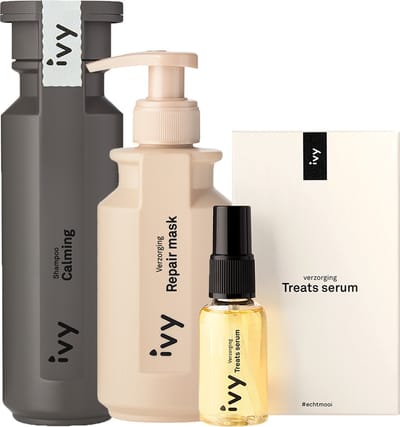 IVY Hair Care - IVY Calming cadeauset - voor de gevoelige hoofdhuid en/of roos - IVY Calming shampoo - IVY Repair mask - IVY Treats serum - 100% vegan haarverzorging / haarritueel