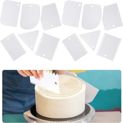2 sets - Taartschraper - Taartglanzer - Deegschraper - Glazuurschraper - Taartdecoratiekam - Voor het gladstrijken van botercrèmeranden - Wit - Geschikt voor thuis- en professioneel bakken