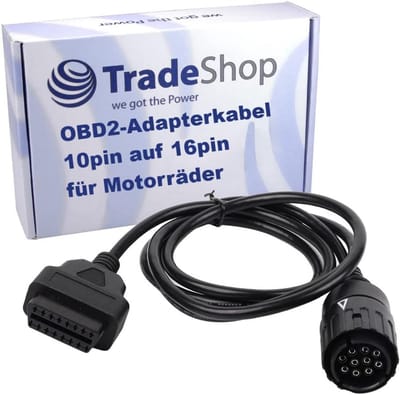 OBD2 Diagnosekabel BMW - Adapterkabel Motorfiets - Motor Diagnose - 10 Pin naar 16 Pin - 140 cm - Zwart