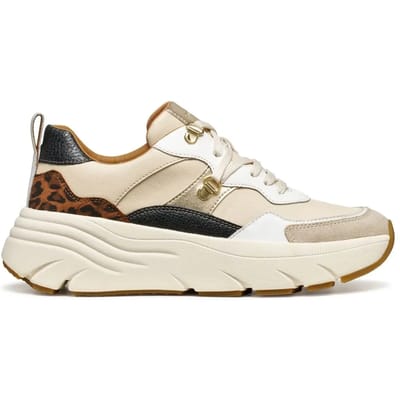 GEOX DIAMANTA DAMES Sneakers - BEIGE/BRUIN - Maat 38