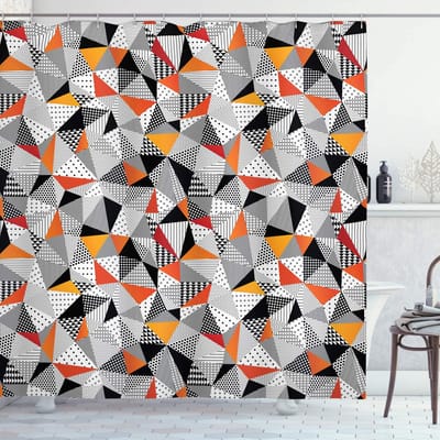ABAKUHAUS douchegordijn geometrisch – polygonale kunst – 175x180 cm – oranje