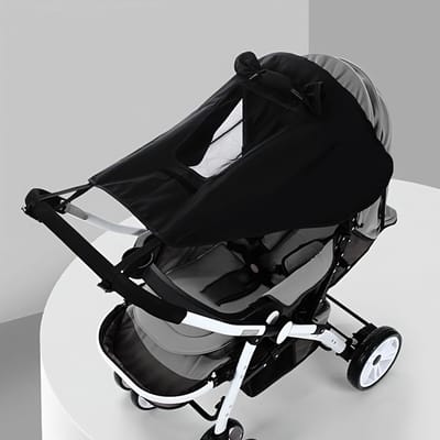 Kinderwagen Zonnescherm - UV-bescherming & Ademend Schaduwdoek voor Wagens - Zwart