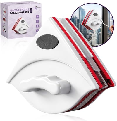 AUREVINTA® Magnetische Raamwisser – Dubbelzijdige Ramenwasser voor Dubbel Glas 15–24 mm – met Spons, Trekker en Veiligheidskoord