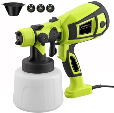 Pelor Verfspuit HVLP - 1000W Elektrisch Spuitpistool - 1400 ml Verfreservoir - 5 Spuitmonden en 3 Patronen - Groen