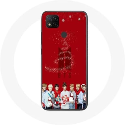Coque pour Xiaomi Redmi 9C BTS Bangtan Garçons Fond Rouge Cadeau de Noël 2023