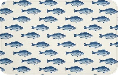 WC mat 80x50 cm - Antislip - Vis - Patroon - Blauw - Toiletmat - Vloermat - Douchemat - Toilet tapijt - Toiletmatten