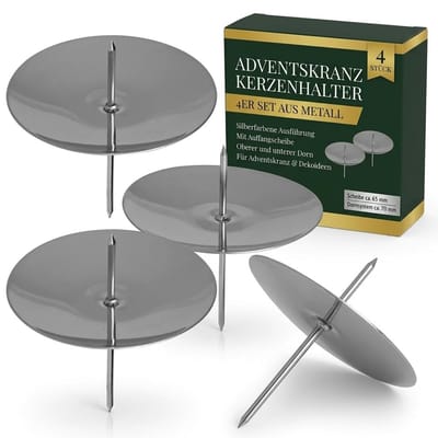 Allecto - 4-delig set kandelaars - Kaarsenhouder voor adventskrans - Zilver - Kaarsensteun - Geschikt voor feestdagen - Voor tafeldecoratie