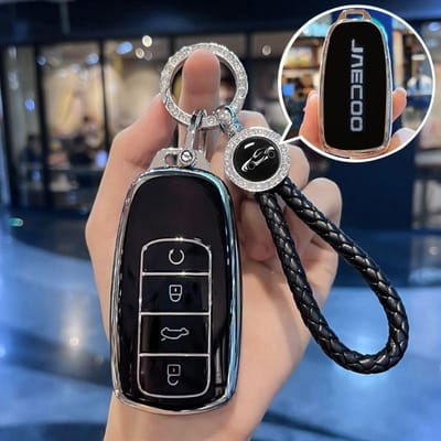 Étui pour clé de voiture Porte-clés Pour Chery Jaecoo J8 J7 8 7 Phev Housse de protection Coque Support Accessoires key fob for Jaecoo gray