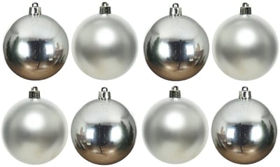 Decoris Kerstballen - 8x st - zilver - 10 cm - kunststof - kerstversiering
