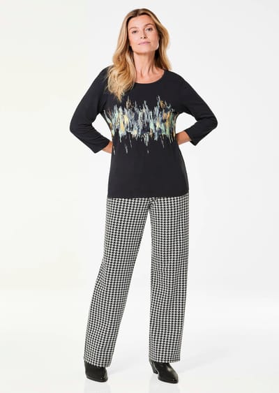 Gedessineerd shirt met glanseffect - zwart - Gr. 38 van Goldner Fashion