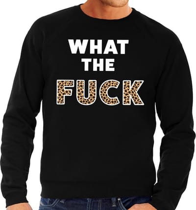 What the Fuck tijgerprint tekst sweater zwart heren - heren trui What the Fuck tijgerprint S