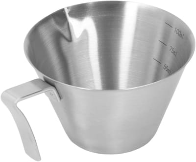 longziming -Espresso Maatbeker 100 ml – RVS 304 Roestvrijstalen Espresso Kopje met Handvat – Duurzame Koffiemaatbeker voor Thuis, Kantoor en Café (Zilver)