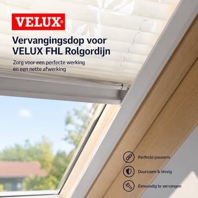 FHL Raamdecoratie Eindkap Set Geschikt voor VELUX FHL – Plisségordijn Onderdelenset – Vervanging voor Handgreep Onderlat – Links en Rechts – Grijs