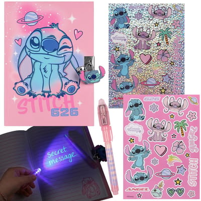 DISNEY Stitch Set: Dagboek met hangslot en magische pen + stickers, cadeauset voor meisjes