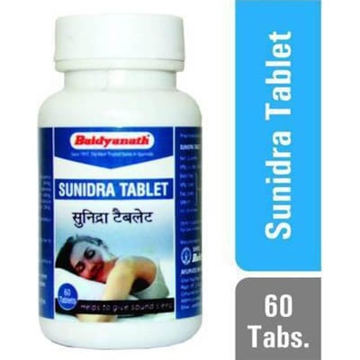 Baidyanath Asli Ayurved Sunidra Tablet 60 Tabletten Verpakking van 1 Niet-Verslavend Slaapmiddel Voor een Rustgevende Slaap