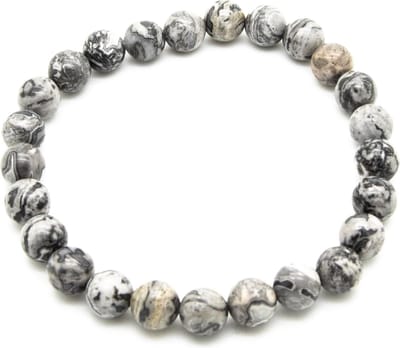 Sorprese armband - Nature - armband heren - grijs marmer - kralen - 19 cm - unisex - cadeau - Model O
