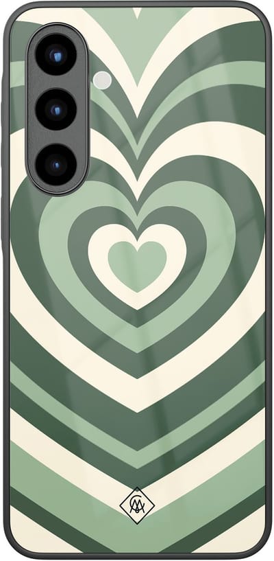 Casimoda® hoesje - Geschikt voor Samsung Galaxy A57 - Hart Swirl Groen - Luxe Hard Case Zwart - Backcover telefoonhoesje - Groen
